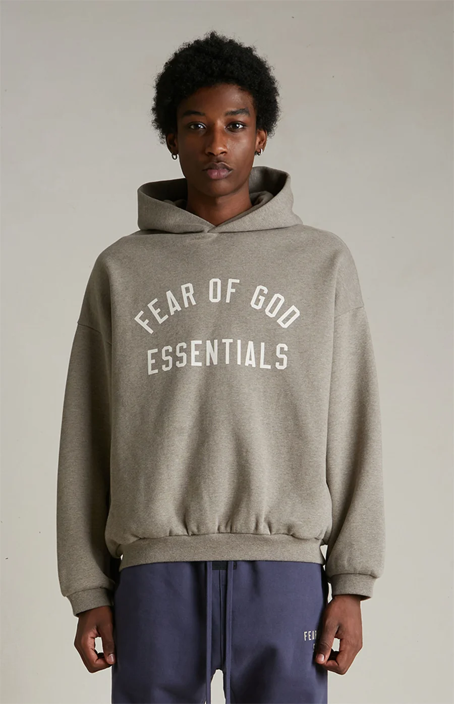 Fear of God Essentials Heather Grey Fleece Hoodie - Image 2