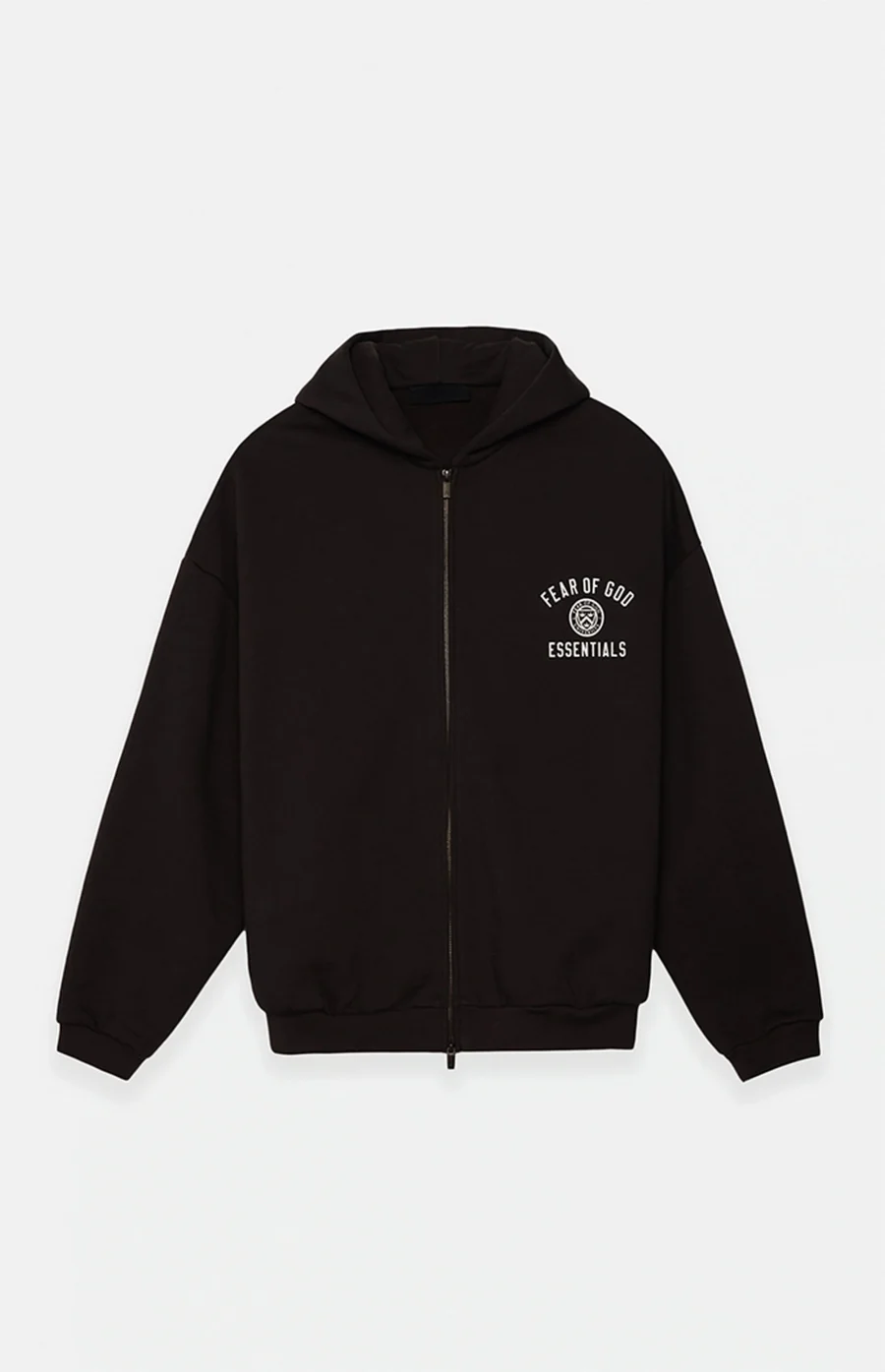 Fear of God Essentials Black Heavy Fleece University Full Zip Hoodie