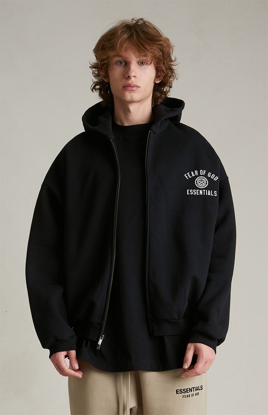 Fear of God Essentials Black Heavy Fleece University Full Zip Hoodie - Image 2